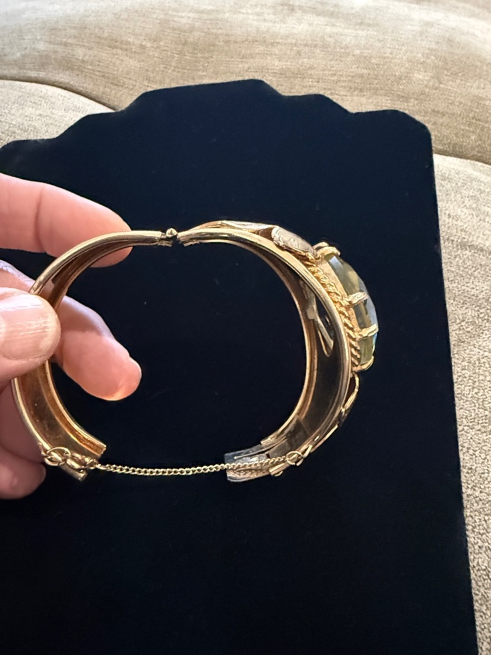 Vintage Sarah Coventry Gold Tone Statement Cuff Bracelet | Large Faceted Stone - Picture 3 of 7